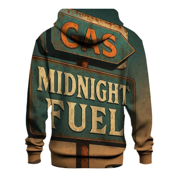 Weathered 1970s Gas Station Moonrise Sign designer hoodies
