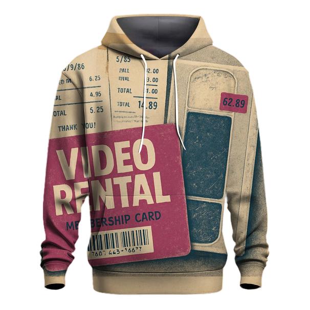 Faded 1980s Video Rental Membership Card Collage graphic hoodies