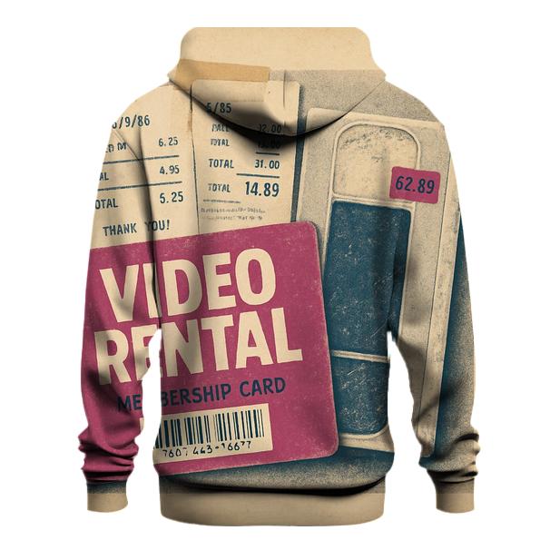 Faded 1980s Video Rental Membership Card Collage graphic hoodies