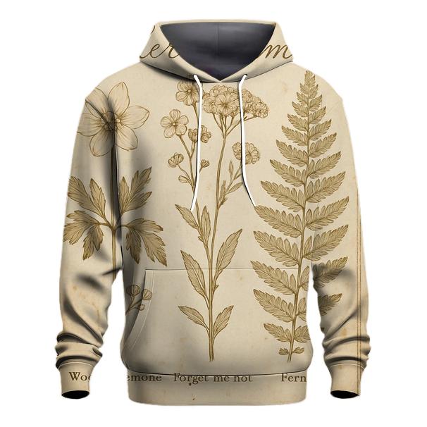 Sepia Botanical Herbarium Postcard With Distressed Stamp Border zip-up hoodies