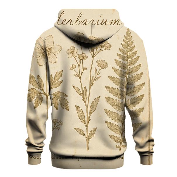 Sepia Botanical Herbarium Postcard With Distressed Stamp Border zip-up hoodies