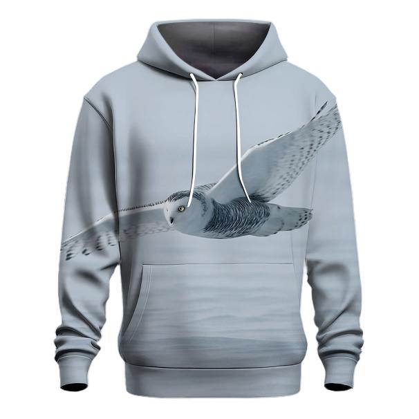 Frostline Forager Snowy Owl embroidered hoodies