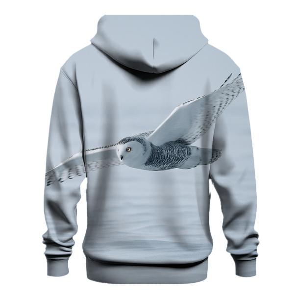 Frostline Forager Snowy Owl embroidered hoodies
