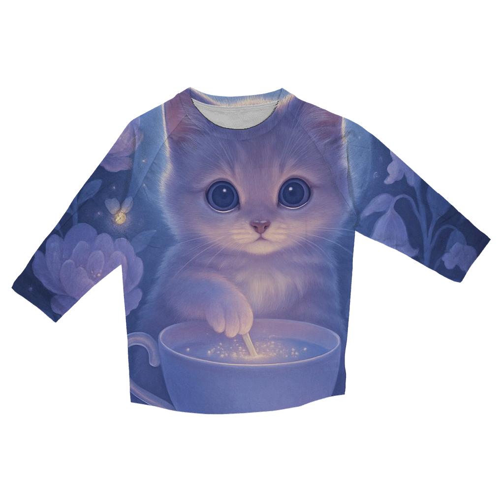Moonlit Teacup Kitten Garden custom 3/4 sleeve shirts