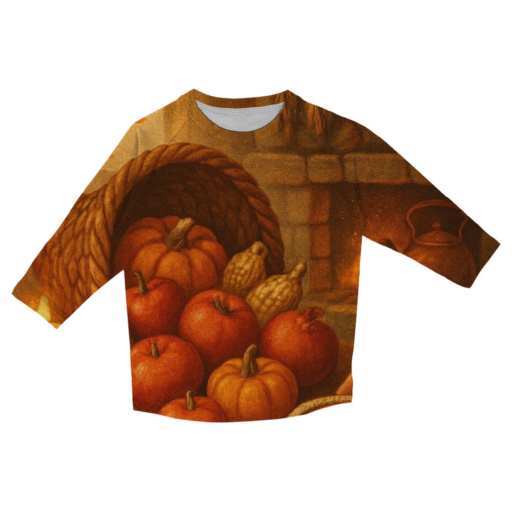 Candlelit Cornucopia Hearth custom 3/4 sleeve shirts