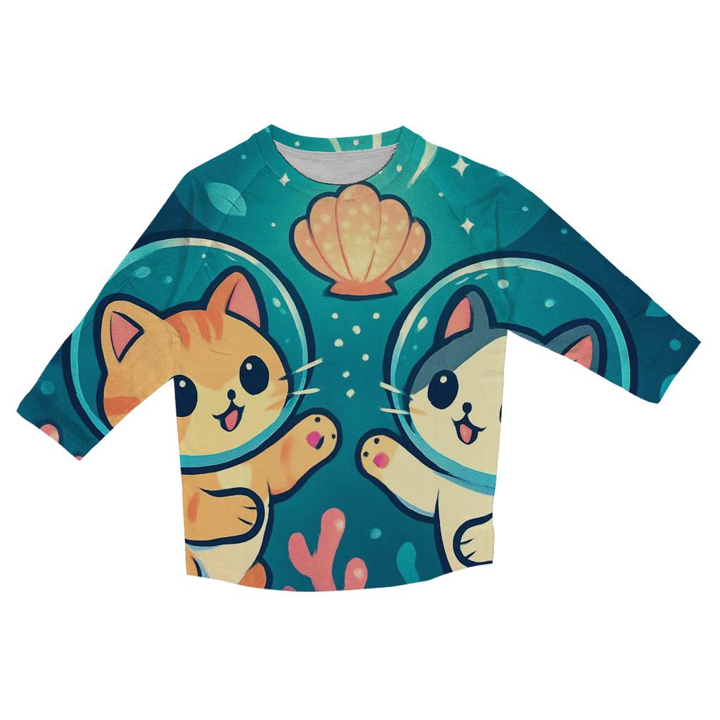 Lantern Reef Cats Underwater Dream trendy 3/4 sleeve tops