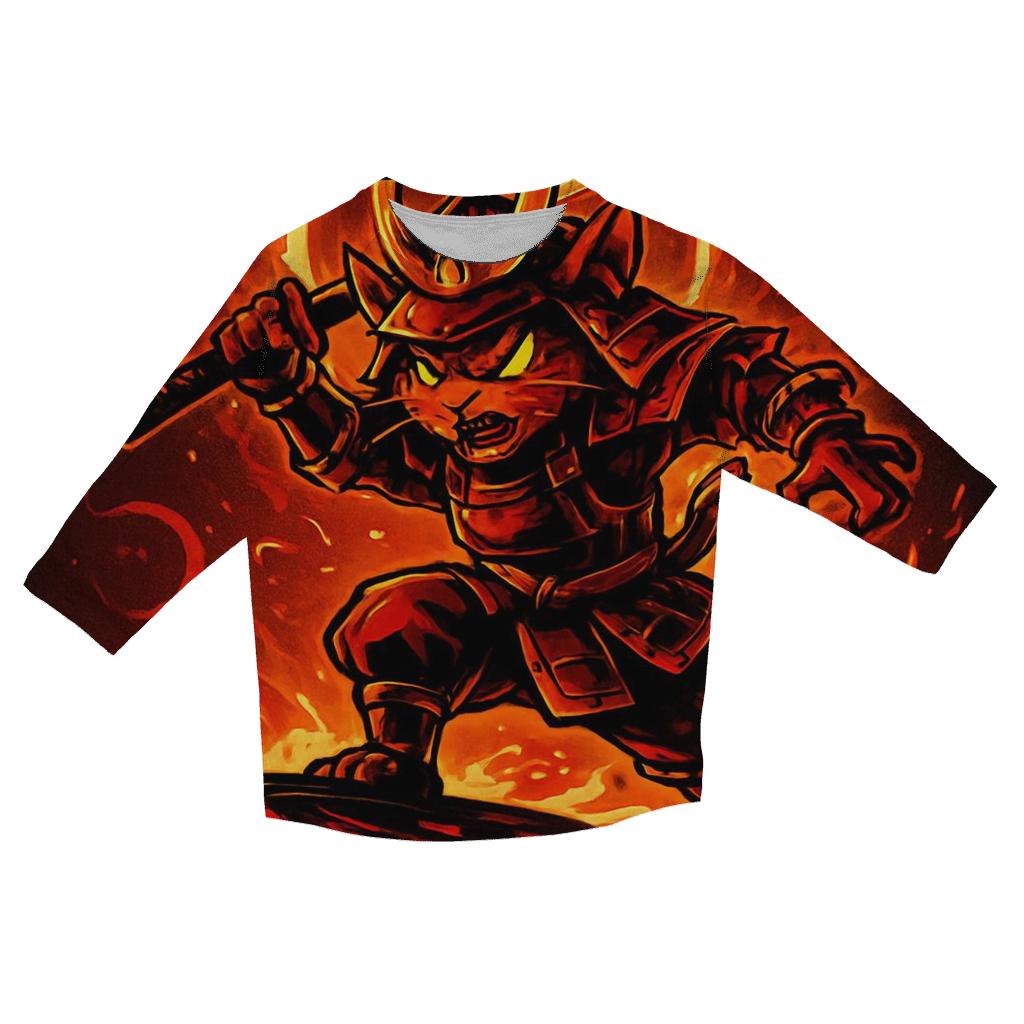 Solar Surf Samurai Cat designer 3/4 sleeve blouses