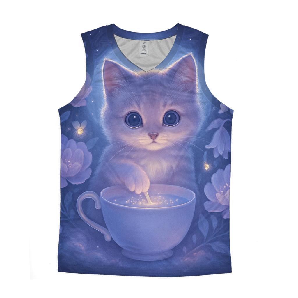 Moonlit Teacup Kitten Garden trendy fitted tank tops