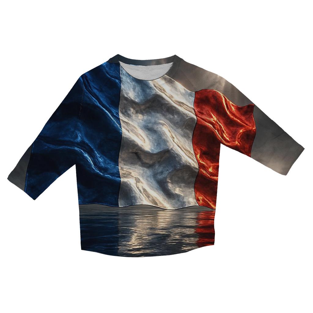 France Metallic Tricolor Storm Crest personalized 3/4 sleeve tees