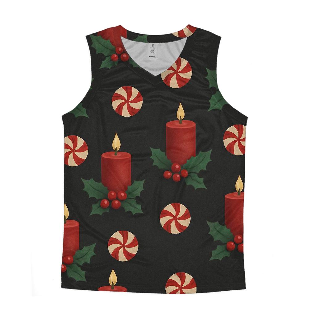 Crimson Holly Candle Grid On Charcoal Background custom tank tops