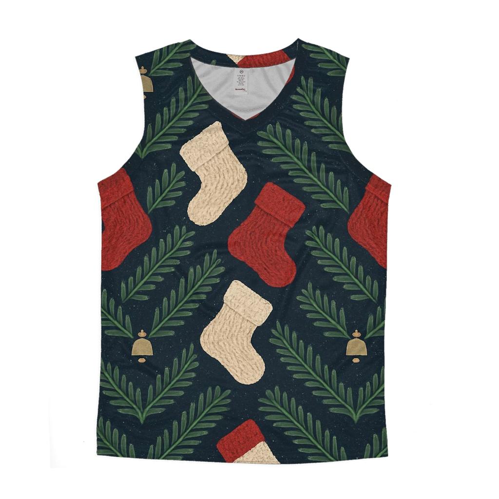 Evergreen Stocking Chevron On Navy Blue Background designer workout tanks