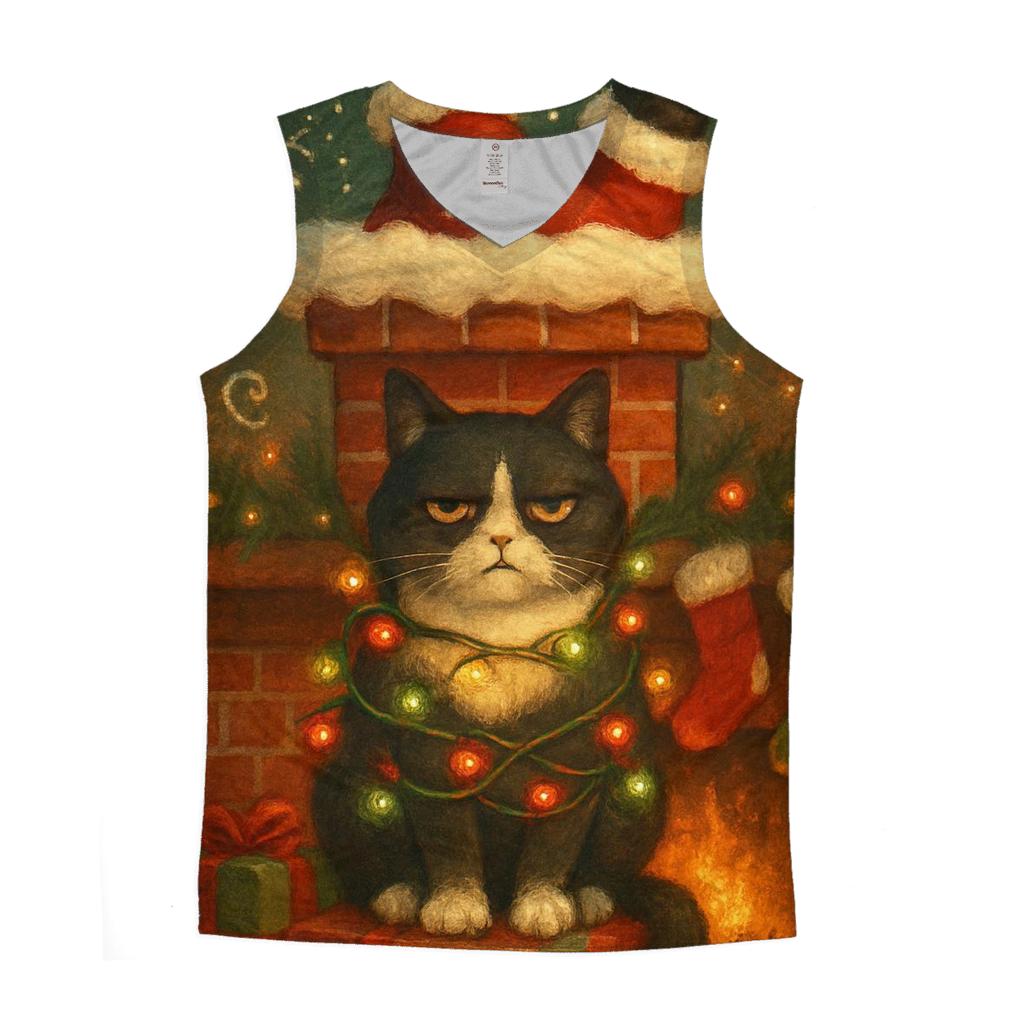 Santa Stuck In Chimney Cat Supervisor personalized athletic tanks