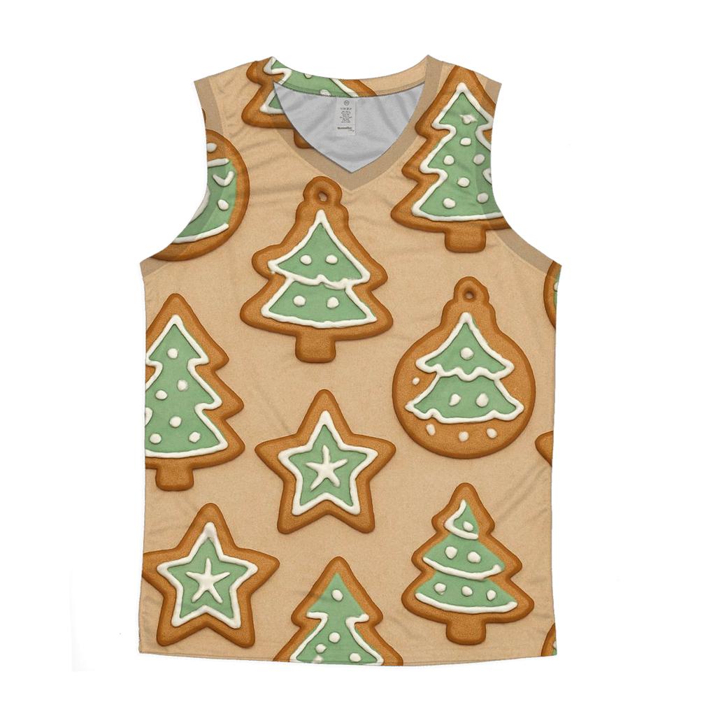 Mint Gingerbread Ornament Scatter On Beige Background personalized athletic tanks
