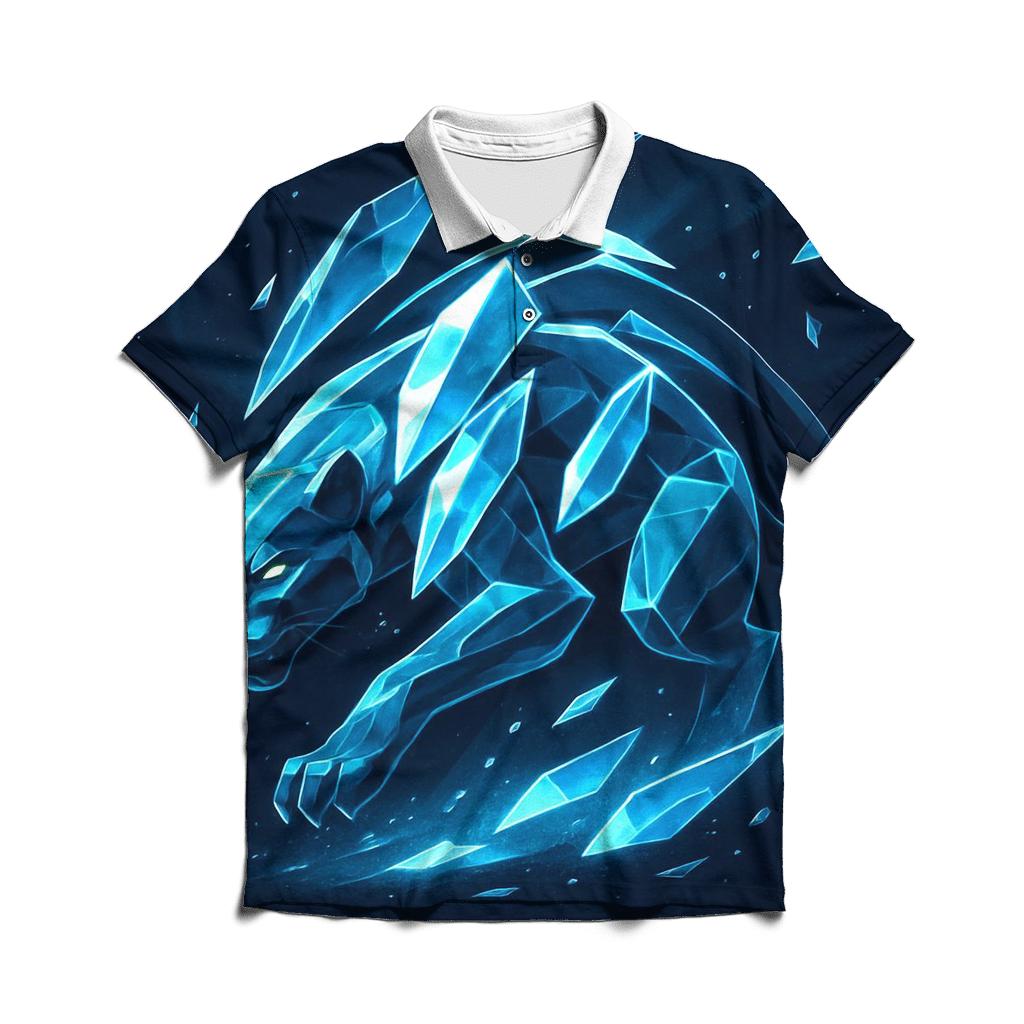 Aurora Glass Panther Cat embroidered polo tops