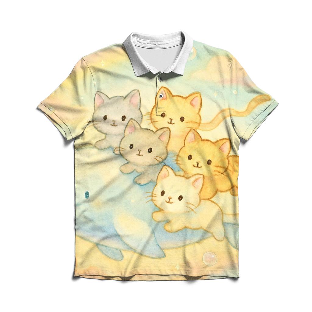 Skywhale Parade Of Cloud Kittens custom polo shirts