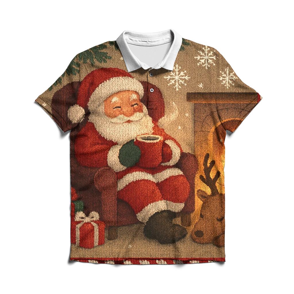 Knitted Hearthside Santa And Cocoa Calm custom polo shirts
