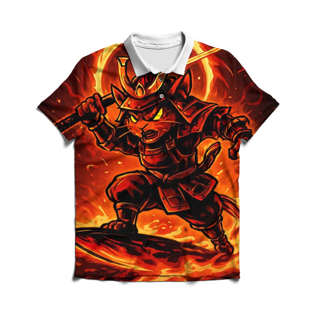 Solar Surf Samurai Cat casual sports polo shirts