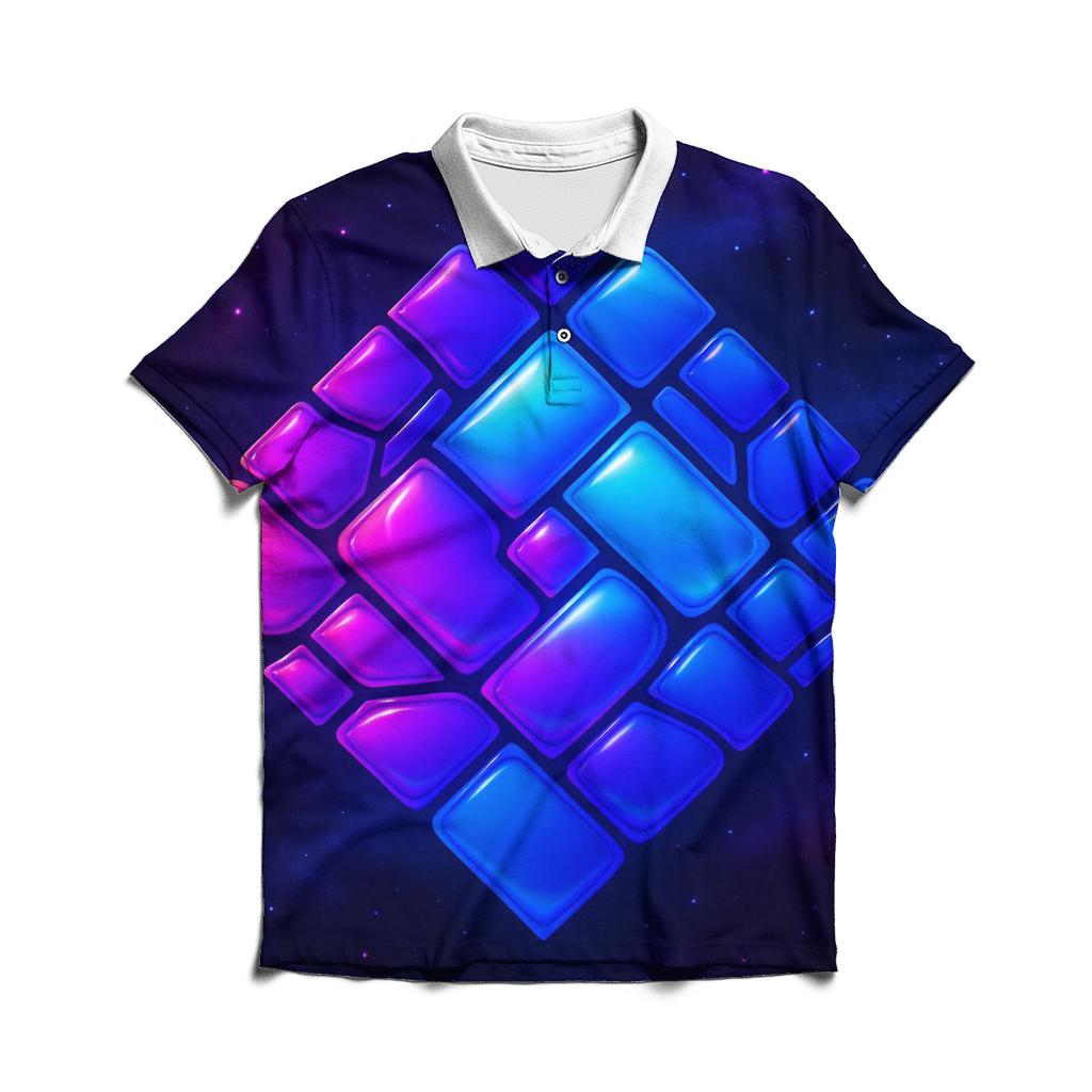 Nebula Quilt Geometry embroidered polo tops