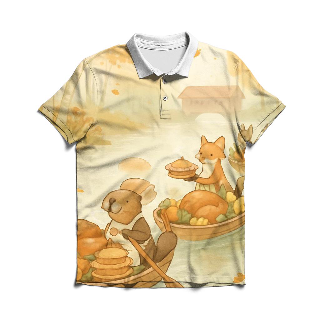 Autumn River Feast Parade embroidered polo tops