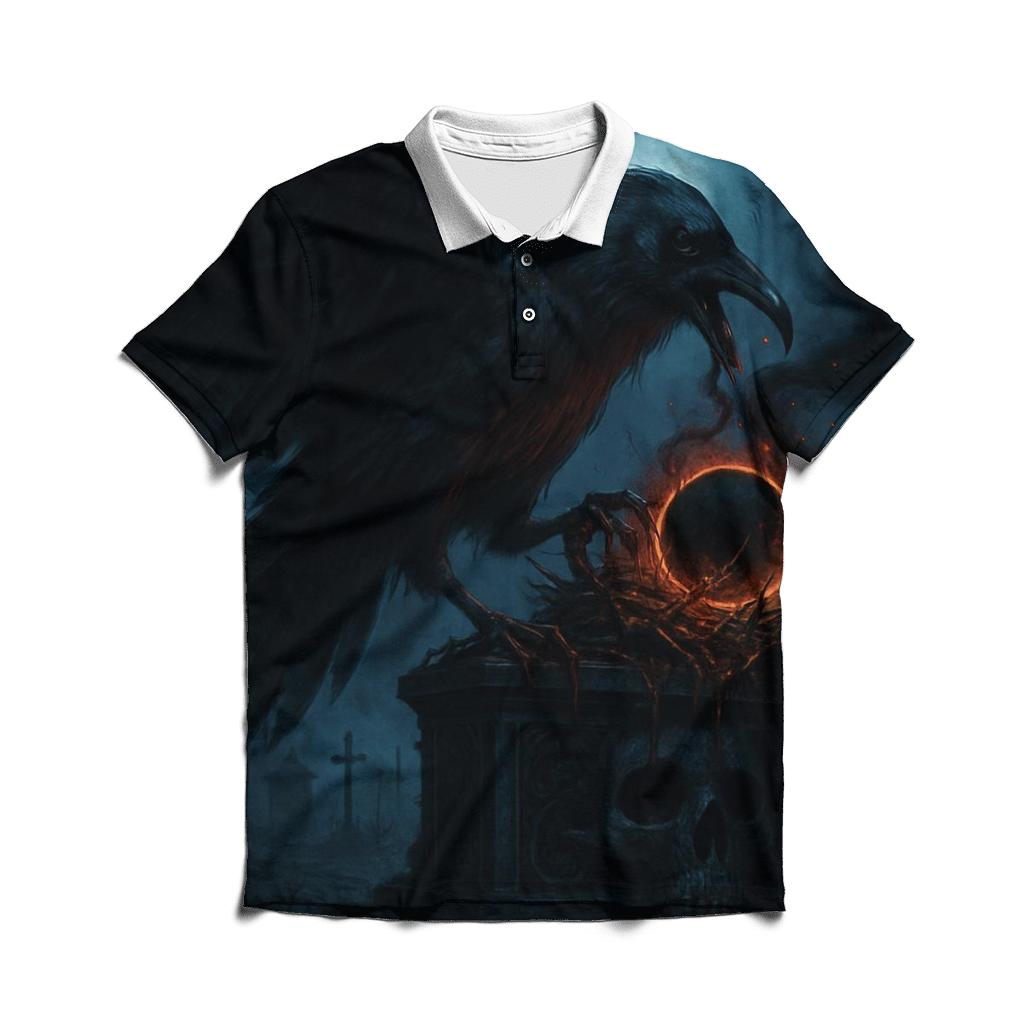Raven Of The Cursed Eclipse Altar stylish collar polo tees
