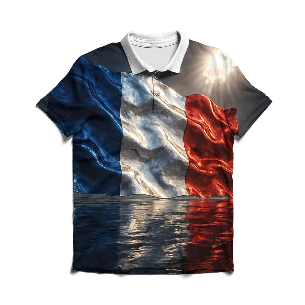 France Metallic Tricolor Storm Crest personalized polo shirts