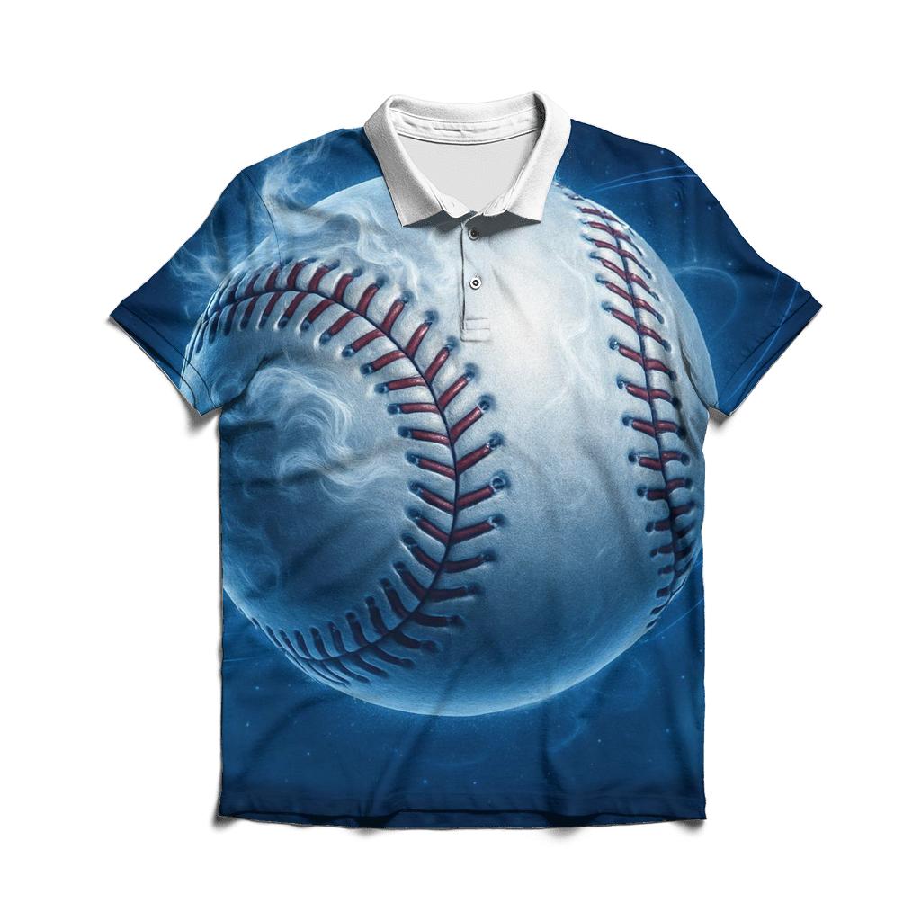 Icy Orbit Curveball Closeup embroidered polo tops