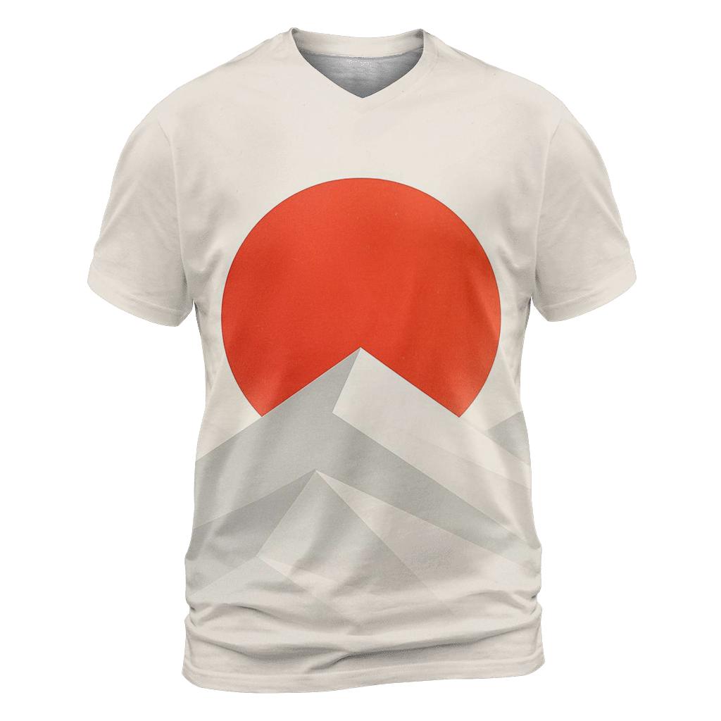 Japan Minimal Geometric Rising Horizon designer pattern shirts