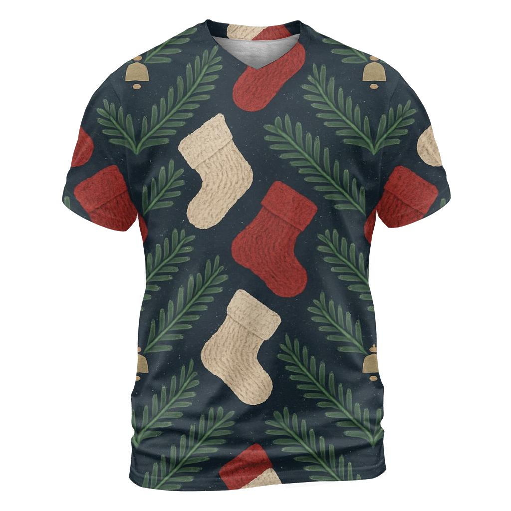 Evergreen Stocking Chevron On Navy Blue Background unique graphic print tees
