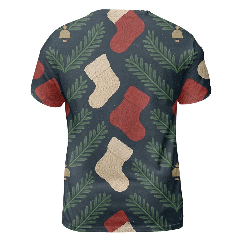 Evergreen Stocking Chevron On Navy Blue Background unique graphic print tees