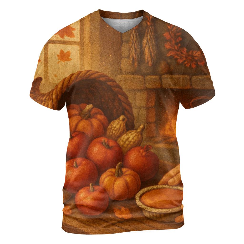 Candlelit Cornucopia Hearth creative print fashion shirts
