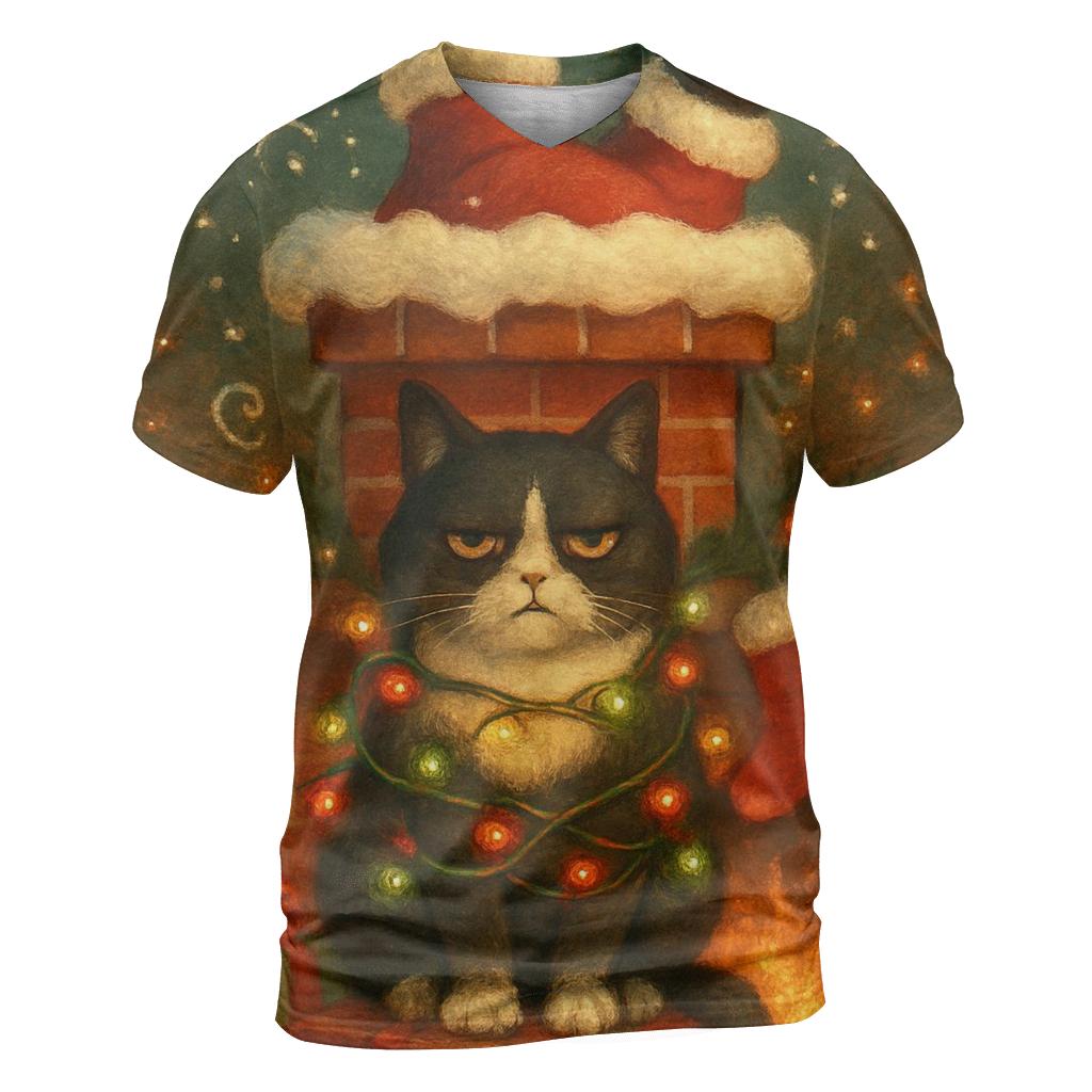 Santa Stuck In Chimney Cat Supervisor trendy printed shirt styles
