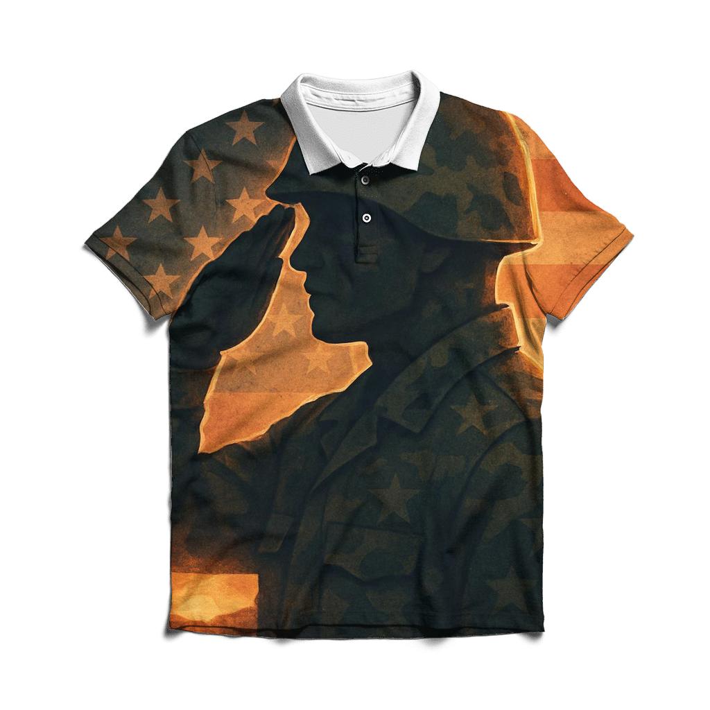 Camouflage Constellation Salute At Sunrise embroidered polo tops