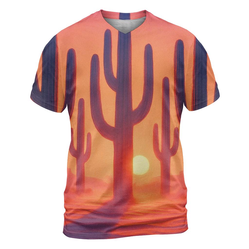 Cactus Cathedral Sunset artistic all-over print tops