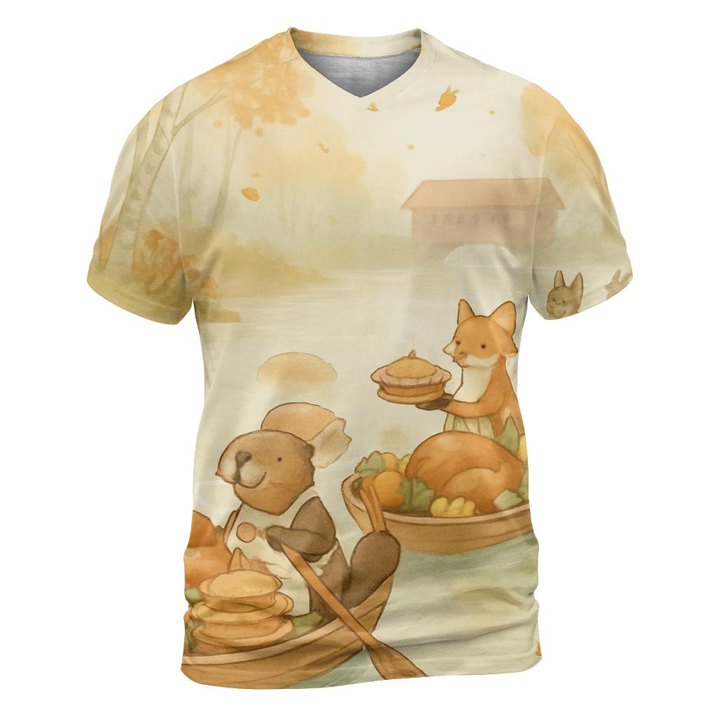 Autumn River Feast Parade creative print fashion shirts