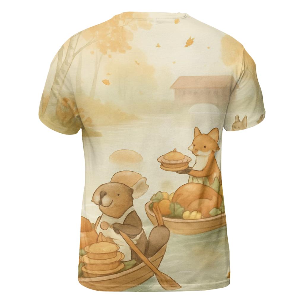 Autumn River Feast Parade creative print fashion shirts