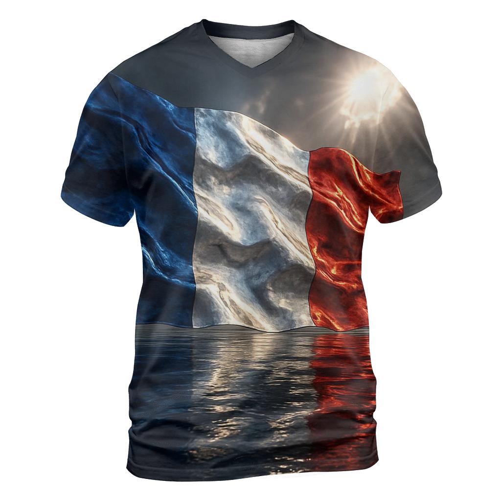 France Metallic Tricolor Storm Crest unique graphic print tees