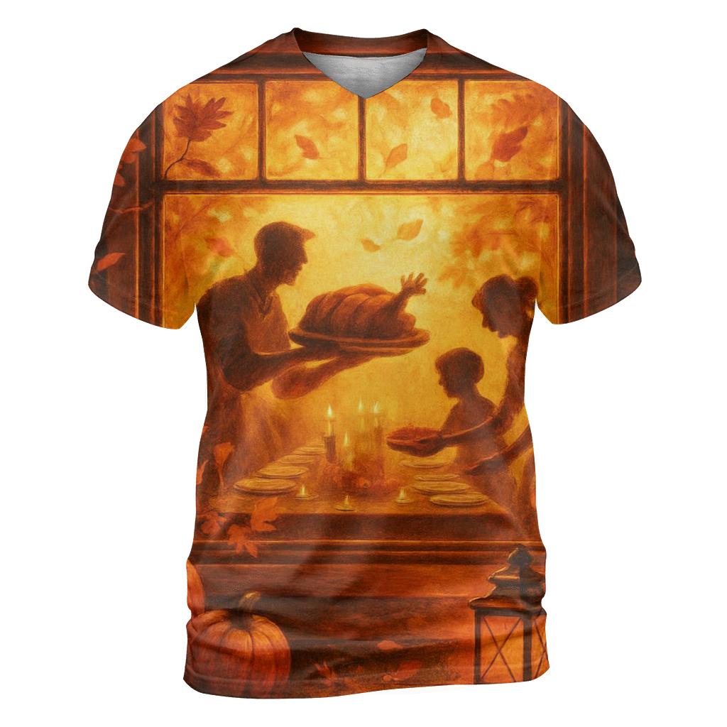 Golden Hour Gratitude Cabin Window statement graphic shirts