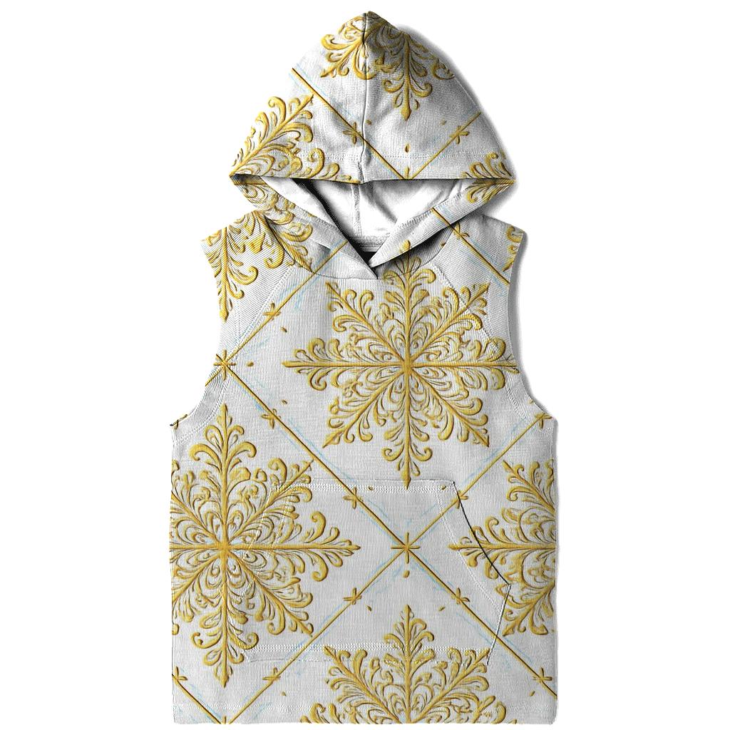 Golden Snowflake Lattice On White Background custom hoodies