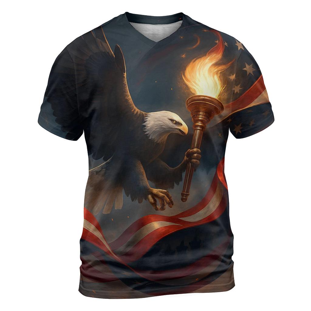 Eagle Guarding The Torch Of Freedom artistic all-over print tops