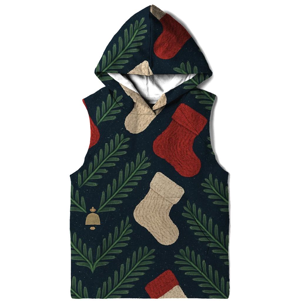 Evergreen Stocking Chevron On Navy Blue Background designer hoodies