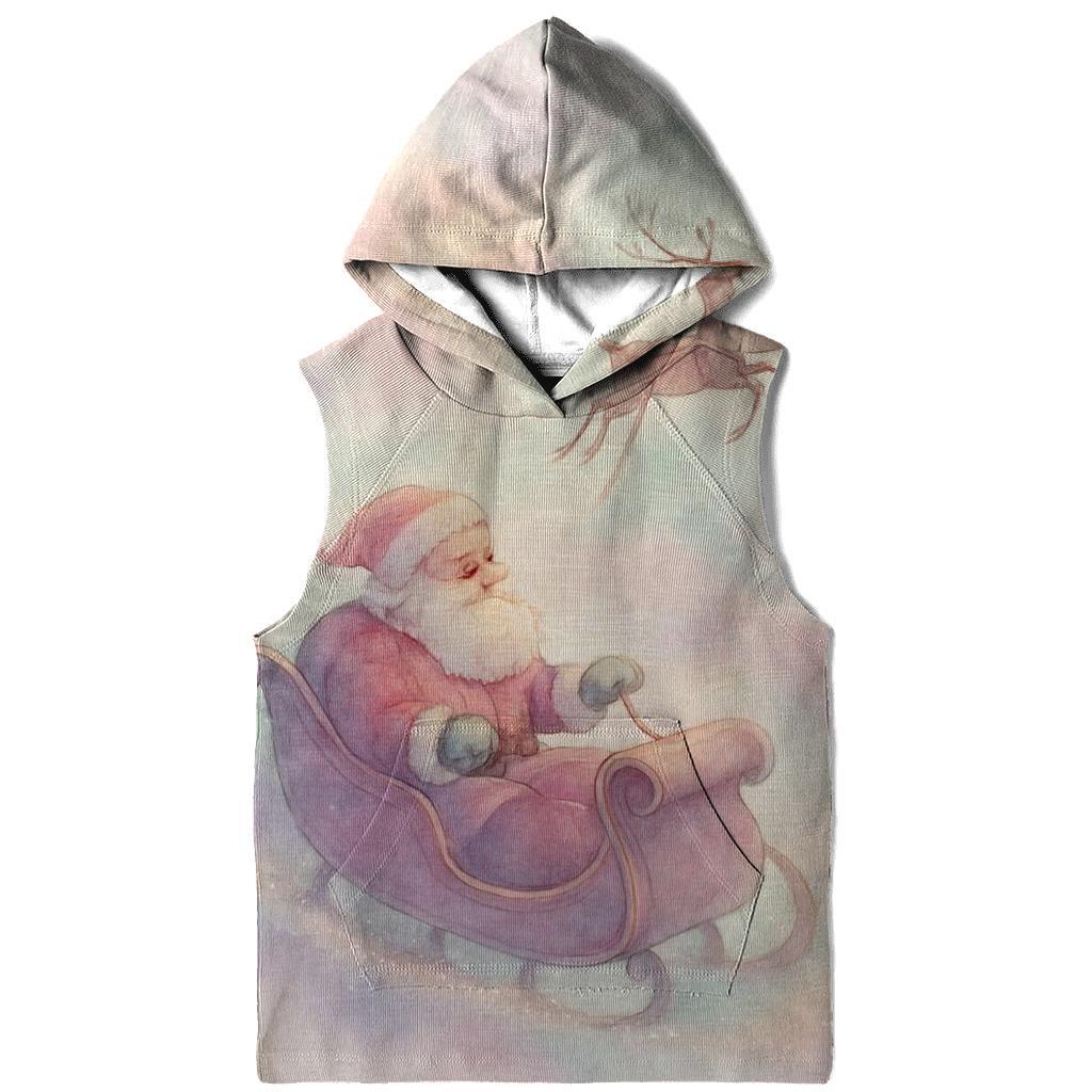 Dreamy Watercolor Sleigh Through Candy Cloud Skies heavyweight hoodies