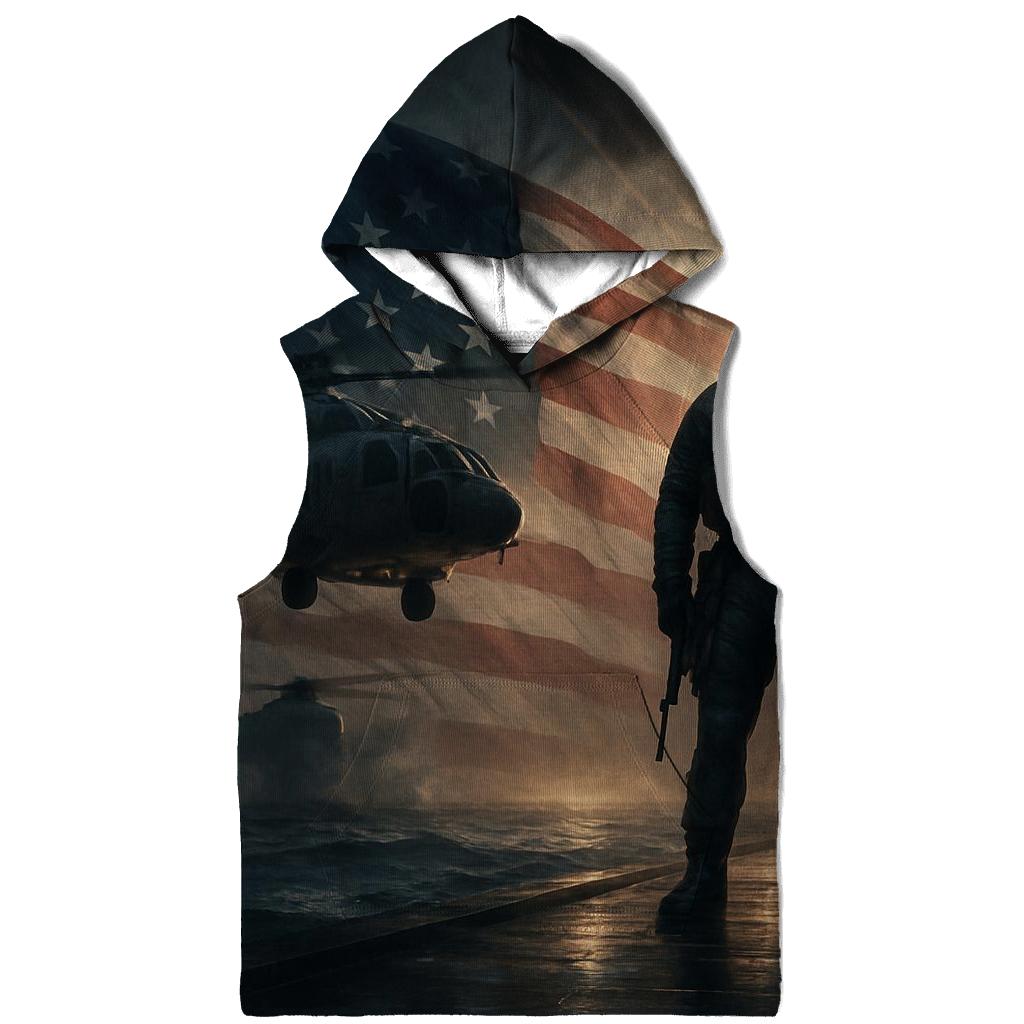 Liberty Beacon Over Storm Swells embroidered hoodies