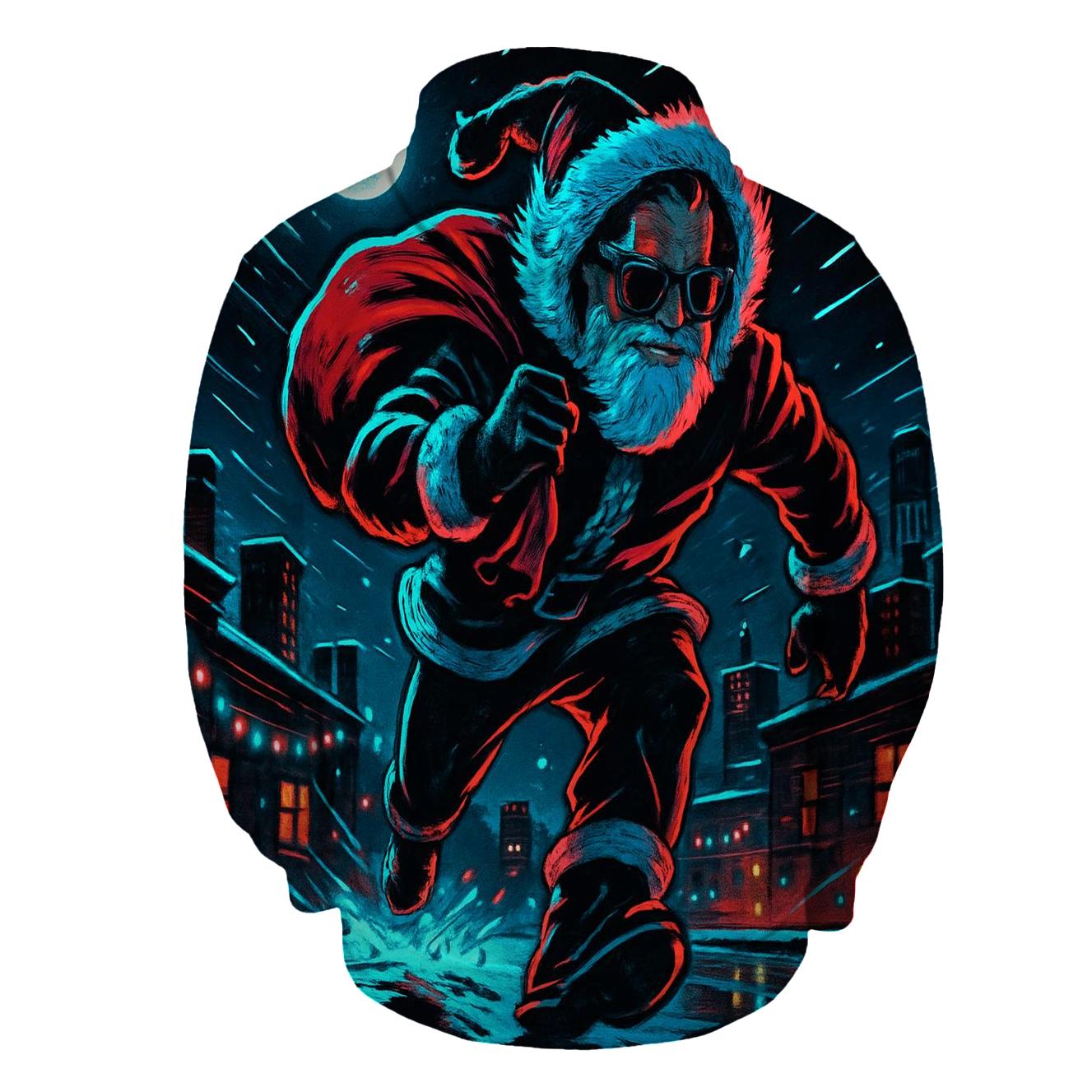 Midnight Neon Santa On The Rooftop Run custom hoodies