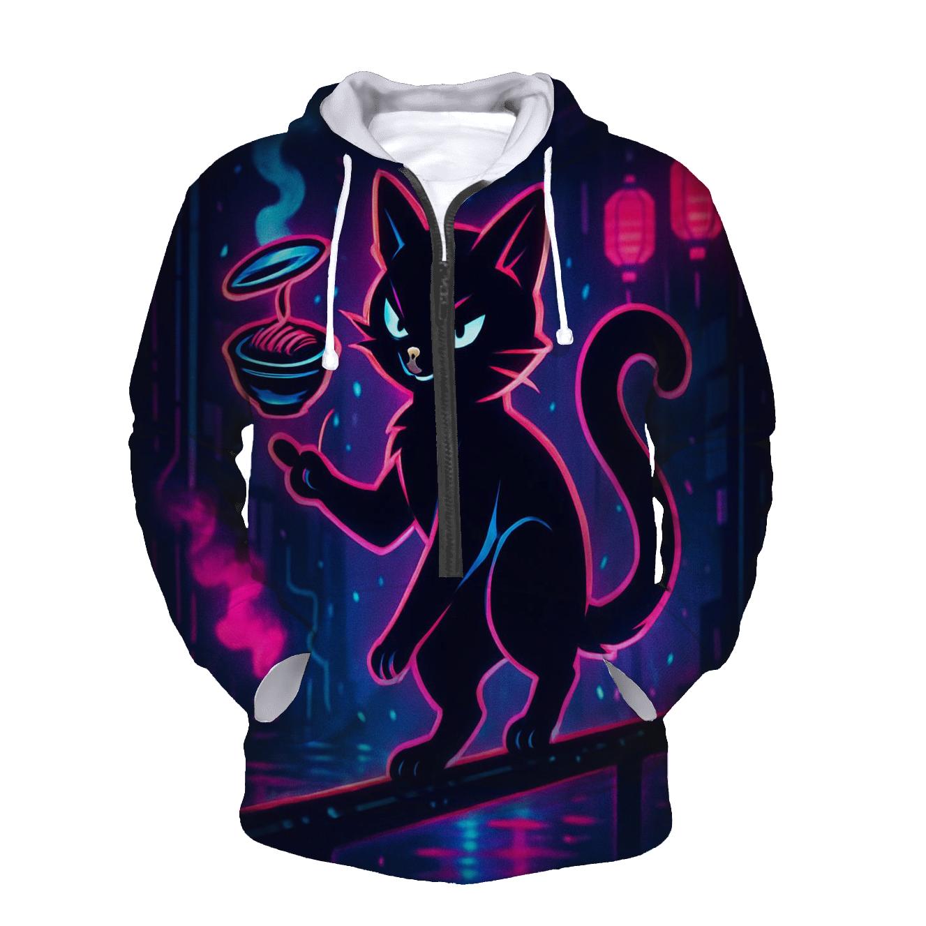Neon Ramen Alley Alleycat hoodie designs