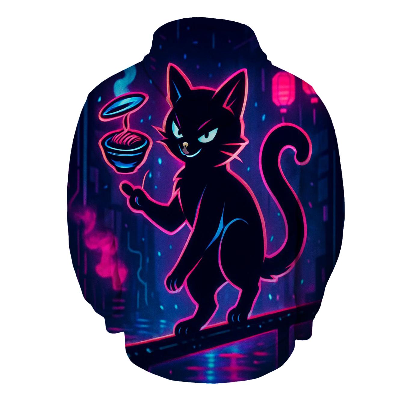 Neon Ramen Alley Alleycat hoodie designs