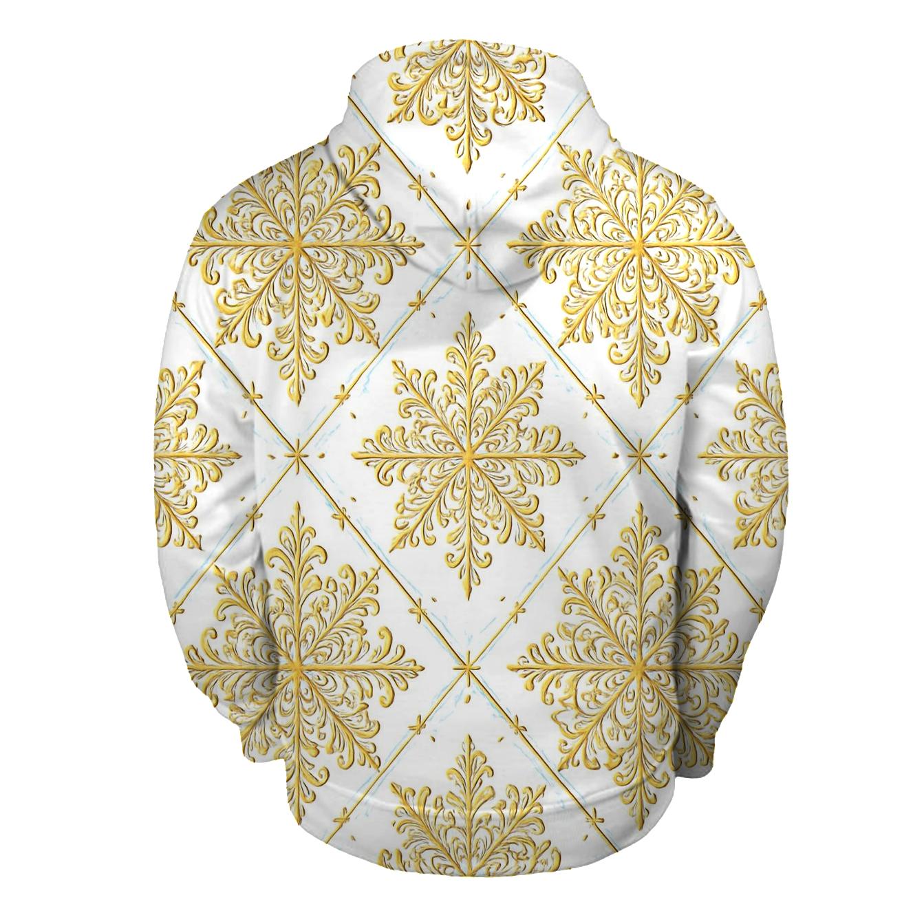 Golden Snowflake Lattice On White Background hoodie trends