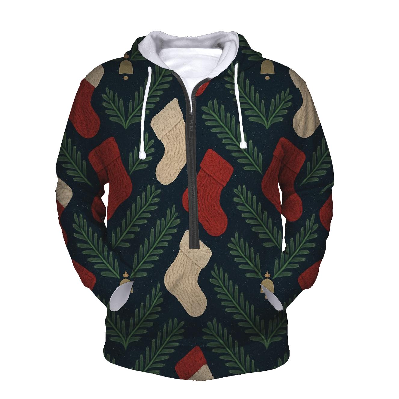 Evergreen Stocking Chevron On Navy Blue Background hoodies fashion