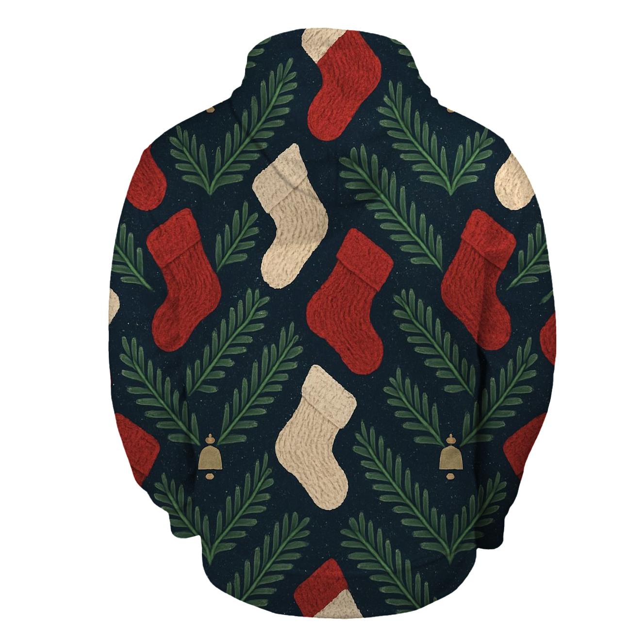 Evergreen Stocking Chevron On Navy Blue Background hoodies fashion