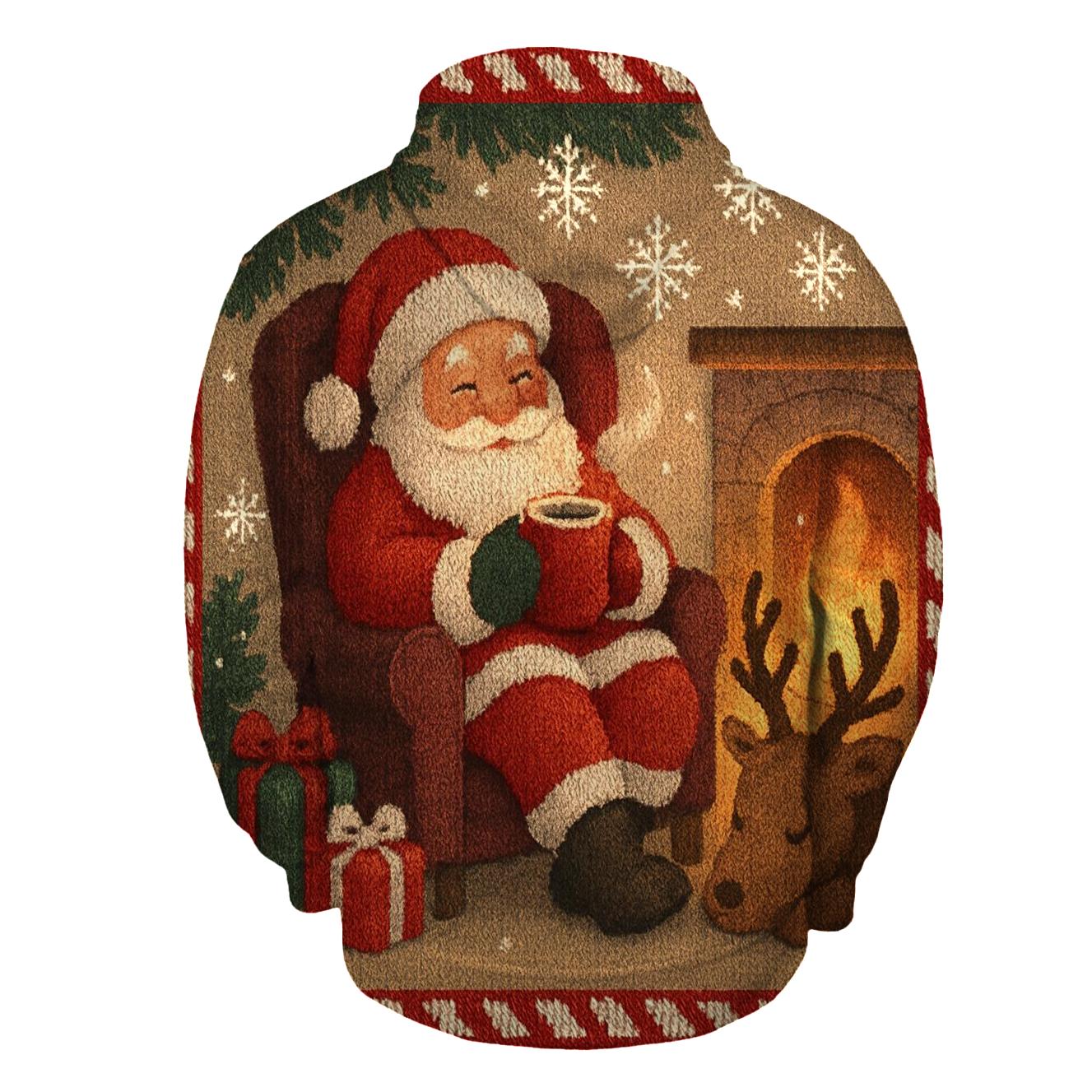 Knitted Hearthside Santa And Cocoa Calm printed hoodies