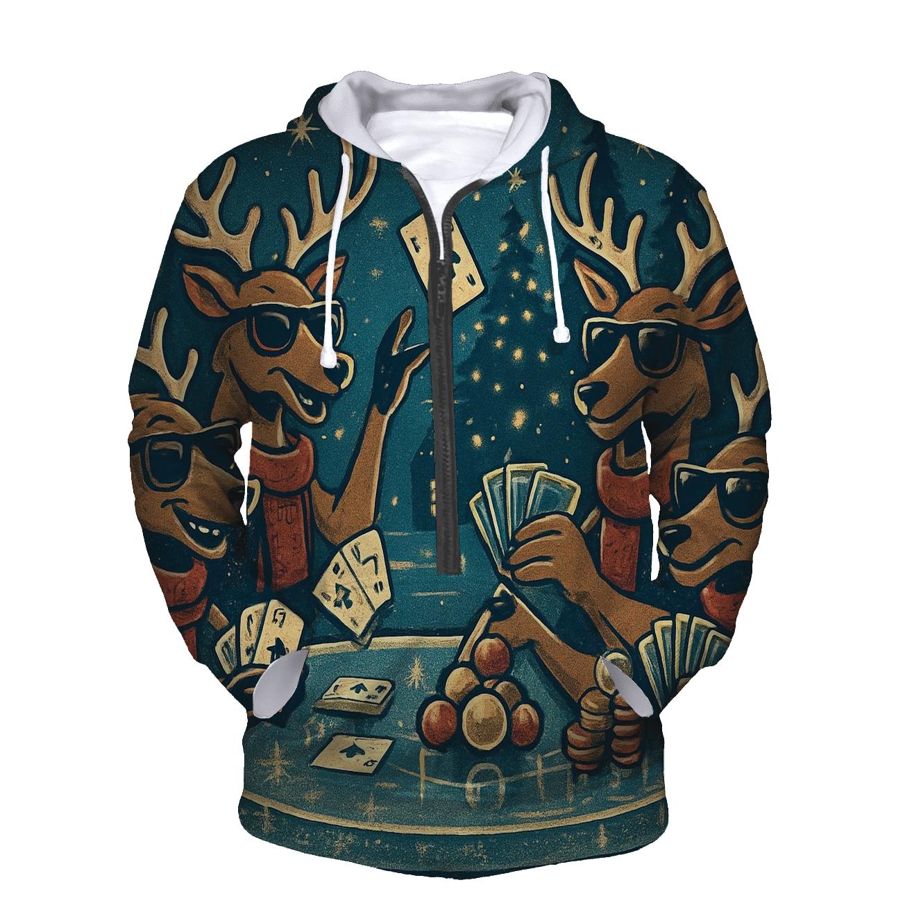 Reindeer Poker Night On Ice premium hoodies